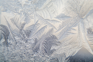 Frosty patterns on window glass