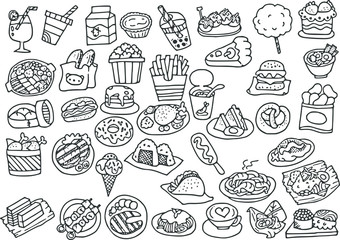 vector drawing food cartoon pictures set