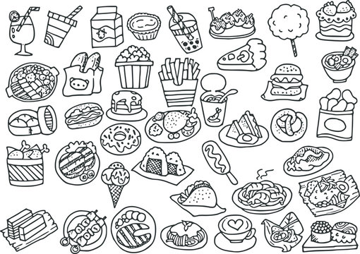 vector drawing food cartoon pictures set