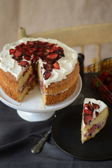 cake with berries and rawsberry