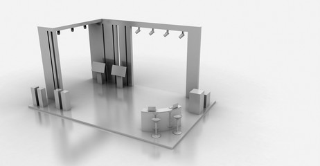 Fototapeta premium Corporate booth, isolated on white, with copy space. Original 3d rendering