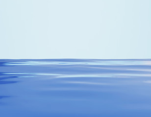 Beautiful relaxing blue water and sky background horizon, 3d illustration