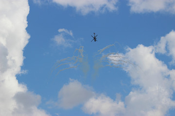 Obraz na płótnie Canvas Military helicopter during the flight