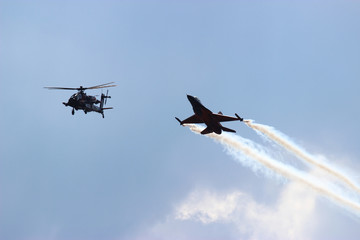 
Military helicopter during the flight