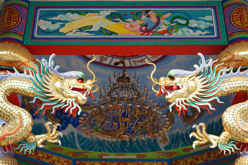 Dragons and drawing decoration of a Chinese temple.