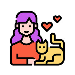 Woman  cat  pet  avatar  love icon