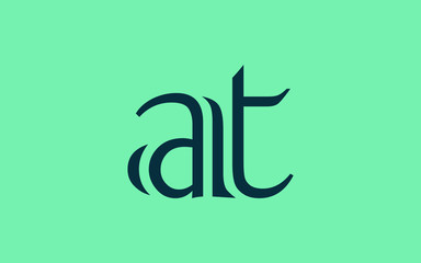 at or ta and a, t Lowercase Letter Initial Logo Design, Vector Template