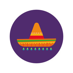 mexican culture hat block and flat style icon