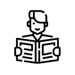 Reading  book  student  education  avatar  man  people icon