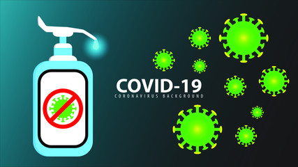 Hand Sanitizer With Coronavirus Background Illustration