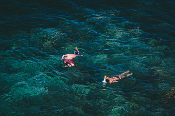 Couple snorkeling on Koh Tao - Thailand March 2020