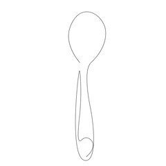 Spoon icon silhouette line drawing on white background, vector illustration