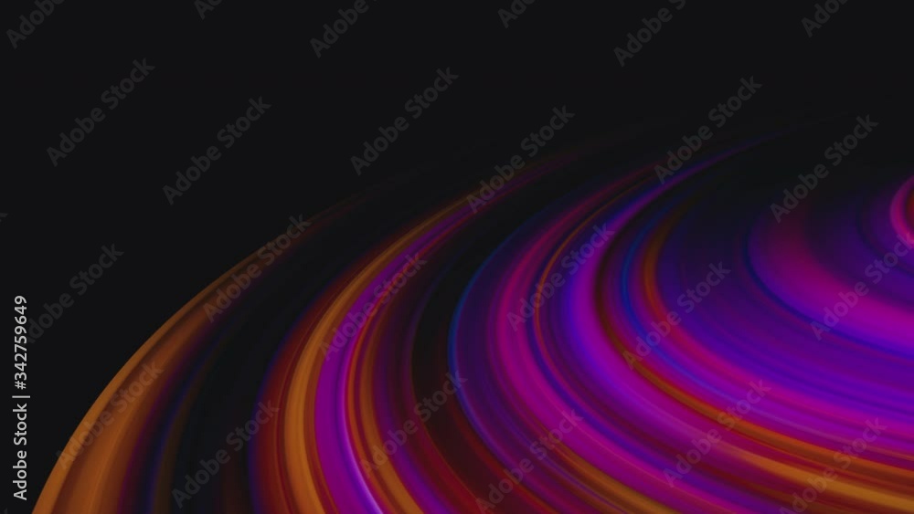 Poster abstract wave of neon lines on a black background. color lines move and change color, and the camera