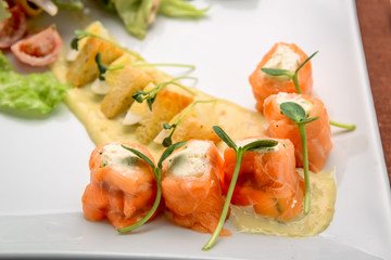 Salmon salad with cream cheese