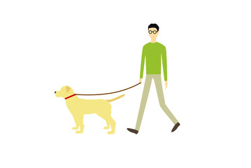 犬を散歩する男性のイラスト