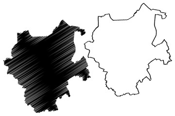 Monchengladbach City (Federal Republic of Germany, North Rhine-Westphalia) map vector illustration, scribble sketch City of Monchengladbach map