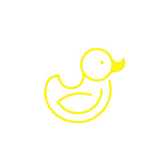 line vector yellow duck cartoon icon