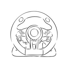 Gaming steering wheel hand drawn outline doodle icon. Gaming device, racing game accessory concept. steering wheel for computer vector sketch illustration