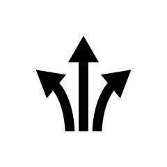 three way direction arrow sign.icon vector graphic design illustration