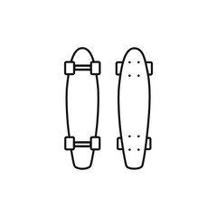 Skateboard icons outline vector set isolated on white background