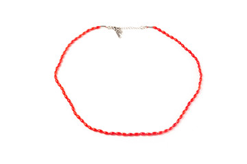 natural coral beads on a white background isolate