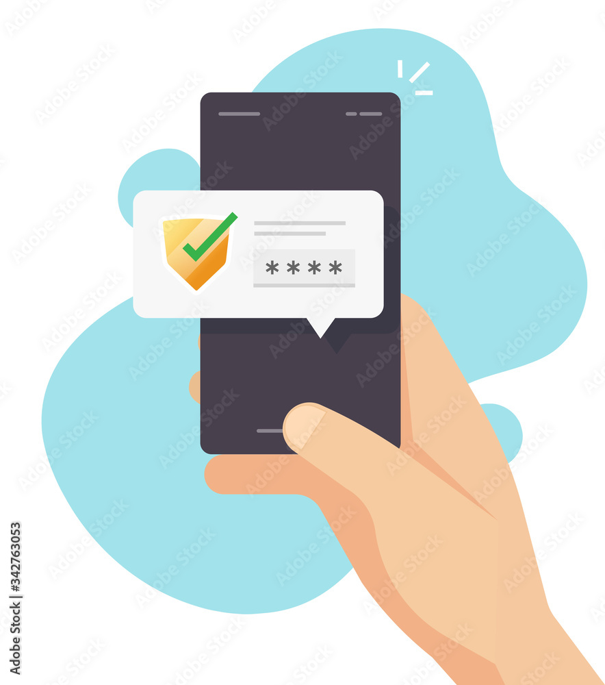 Poster password code verification security protection for authorization notice on mobile phone or digital s
