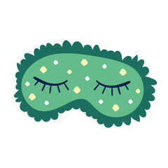 Cute blue face mask. Beauty salon, facials womens care, spa morning treatments. Cosmetology. Cosmetics.  Flat colourful vector illustration icon sticker isolated on white background.