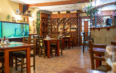 Interior of cozy classic Italian restaurant