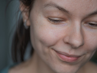 Young woman over 30 years old, natural beauty, Mature skin without makeup and retouching,