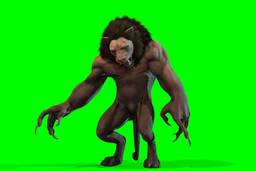 Fantasy character Humanoid Lion in epic pose - 3D render