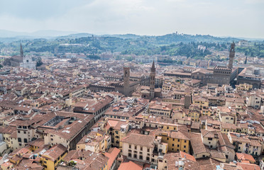 Fototapeta na wymiar Aerial view of the historic center of Florence