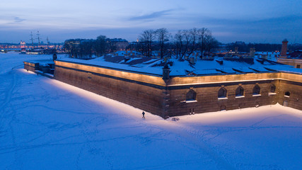 Санкт-Петербург. Петропавловская крепость. фото с беспилотника. 14.02.2018.