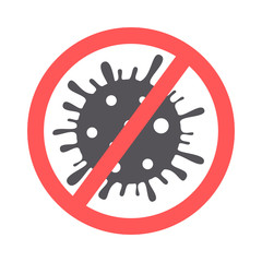 Anti virus symbol, hazard vector illustration, attention sign, corona virus cure, microbe, bacterium icon isolated on white