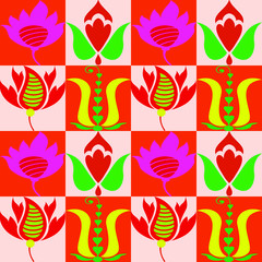 seamless pattern with flowers and leaves