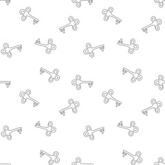 Figure keys: simple drawings, colorless seamless pattern, wallpaper texture print, wrapping design. Vector graphics.