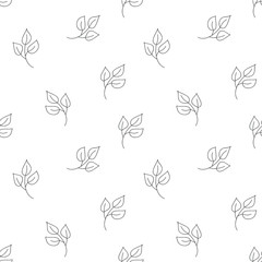 Leaves: simple drawings, colorless seamless pattern, wallpaper texture print, wrapping design. Vector graphics.