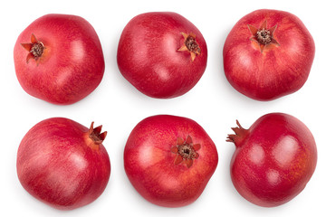 Pomegranate isolated on white background with clipping path and full depth of field. Set or collection