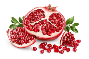 Pomegranate half isolated on white background with clipping path and full depth of field.