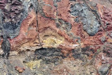 Madeira is an island in the Atlantic Ocean of volcanic origin. The texture of solidified lava.