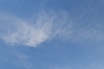 Fototapeta na wymiar Cloudy blue haze in the sky. White clouds. Gentle sky.