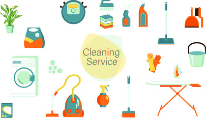 cleaning service household chemicals and tools