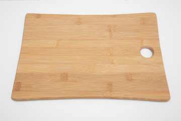 Bamboo wood cutting board on white background