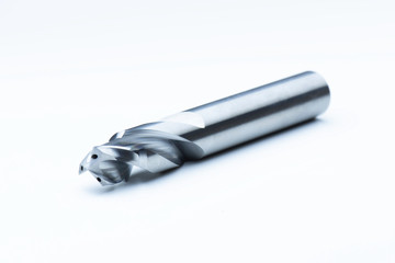 drill bits special tools. 3 teeht coating carbide precision, high speed. On white background. Make holes part automotive. Drilling metal steel cast iron Aluminum stainless