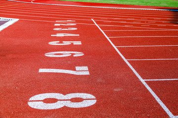 Athletic running track for running race. Sport and excercise concept.