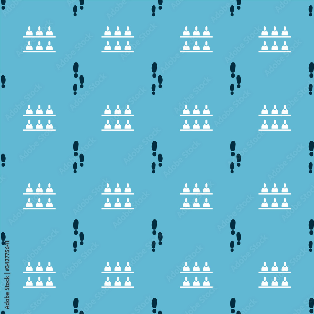 Poster set footsteps and jurors on seamless pattern. vector