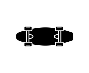 Skateboard black silhouette icon isolated on white background. Flat style. Minimal skate board design. Vector illustration.