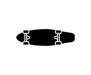 Skateboard black silhouette icon isolated on white background. Flat style. Minimal skate board design. Vector illustration.