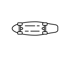 Skateboard line icon isolated on white background. Outline style. Minimal skate board design. Vector illustration.