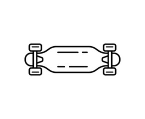 Skateboard line icon isolated on white background. Outline style. Minimal skate board design. Vector illustration.