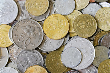 Malaysia Ringgit Coin 10 20 50 Payment Concept Background © Ho
